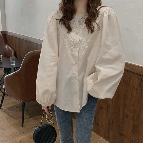 ボリュームスリーブ刺繍ブラウス 5135-お取り寄せ5135-画像7-韓国ファッション通販POPREA［ポップリア］