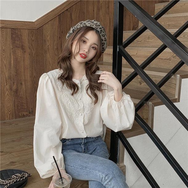 ボリュームスリーブ刺繍ブラウス 5135-お取り寄せ5135-画像8-韓国ファッション通販POPREA［ポップリア］