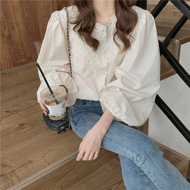 ボリュームスリーブ刺繍ブラウス 5135-お取り寄せ5135-画像9-韓国ファッション通販POPREA［ポップリア］