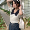 パフスリーブポロリブトップス﻿ 5138-ivory_お取り寄せ51383-画像14-韓国ファッション通販POPREA［ポップリア］