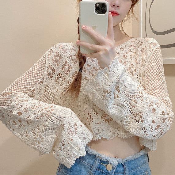 ショートレーストップス﻿ 5143-お取り寄せ5143-画像3-韓国ファッション通販POPREA［ポップリア］