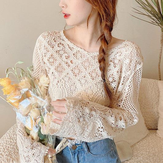 ショートレーストップス﻿ 5143-お取り寄せ5143-画像4-韓国ファッション通販POPREA［ポップリア］