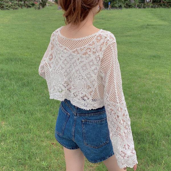 ショートレーストップス﻿ 5143-お取り寄せ5143-画像9-韓国ファッション通販POPREA［ポップリア］