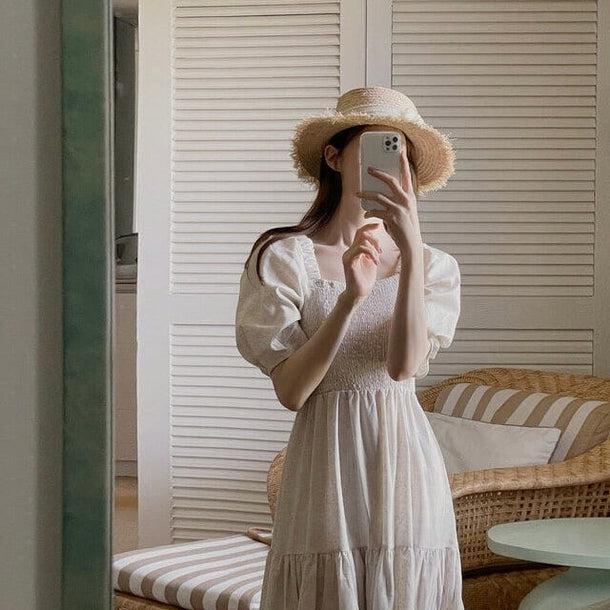 スクエアカラーレトロコットンワンピース 5157-お取り寄せ5157-画像17-韓国ファッション通販POPREA［ポップリア］