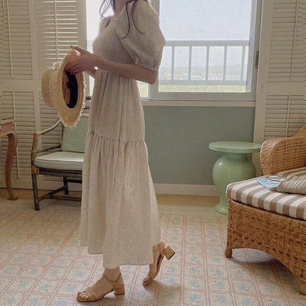 スクエアカラーレトロコットンワンピース 5157-お取り寄せ5157-画像8-韓国ファッション通販POPREA［ポップリア］