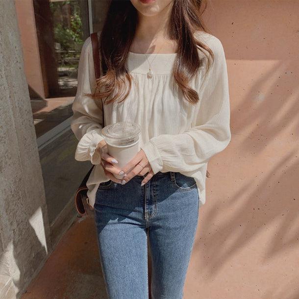 ルーズドレープシフォンブラウス 5172-S/ivory_お取り寄せ51721-画像1-韓国ファッション通販POPREA［ポップリア］