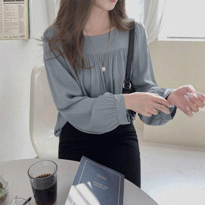 ルーズドレープシフォンブラウス 5172-S/gray_お取り寄せ51724-画像11-韓国ファッション通販POPREA［ポップリア］