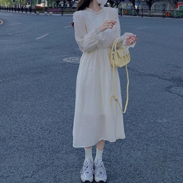 ハイネックAラインワンピース 5175-お取り寄せ5175-画像2-韓国ファッション通販POPREA［ポップリア］