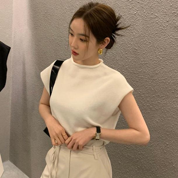 フレンチスリーブサマーニット 5183-white_お取り寄せ51831-画像1-韓国ファッション通販POPREA［ポップリア］