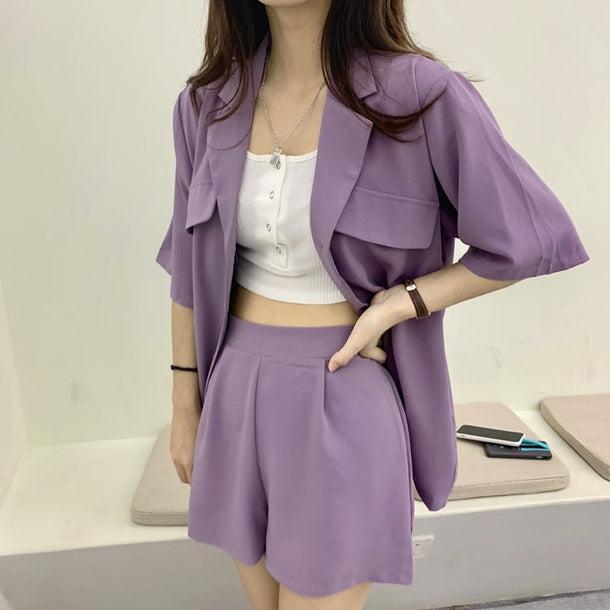 バイオレットサマーツーピースセットアップ 5207-お取り寄せ5207-画像2-韓国ファッション通販POPREA［ポップリア］