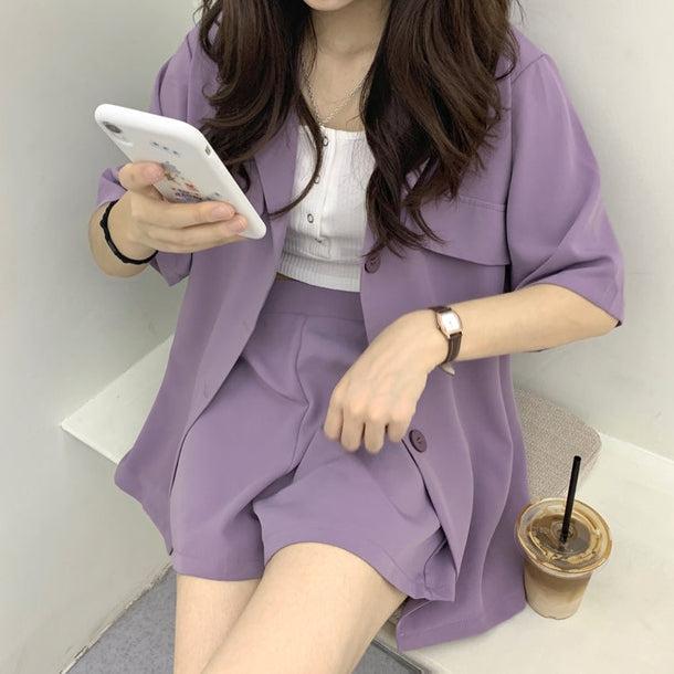 バイオレットサマーツーピースセットアップ 5207-お取り寄せ5207-画像1-韓国ファッション通販POPREA［ポップリア］