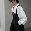 バックリボンVネックジャンパースカート 5214-black_お取り寄せ5214-画像3-韓国ファッション通販POPREA［ポップリア］