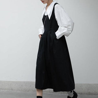 バックリボンVネックジャンパースカート 5214-black_お取り寄せ5214-画像6-韓国ファッション通販POPREA［ポップリア］