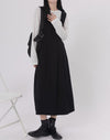 バックリボンVネックジャンパースカート 5214-black_お取り寄せ5214-画像9-韓国ファッション通販POPREA［ポップリア］
