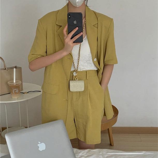 ナチュラルサマーセットアップ 5215-S/yellow_お取り寄せ52153-画像3-韓国ファッション通販POPREA［ポップリア］