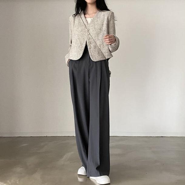 ライトグレーノーカラーショートジャケット 5223-gray_お取り寄せ5223-画像9-韓国ファッション通販POPREA［ポップリア］