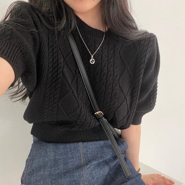 パフスリケーブルサマーニット 5227-black_お取り寄せ52272-画像7-韓国ファッション通販POPREA［ポップリア］