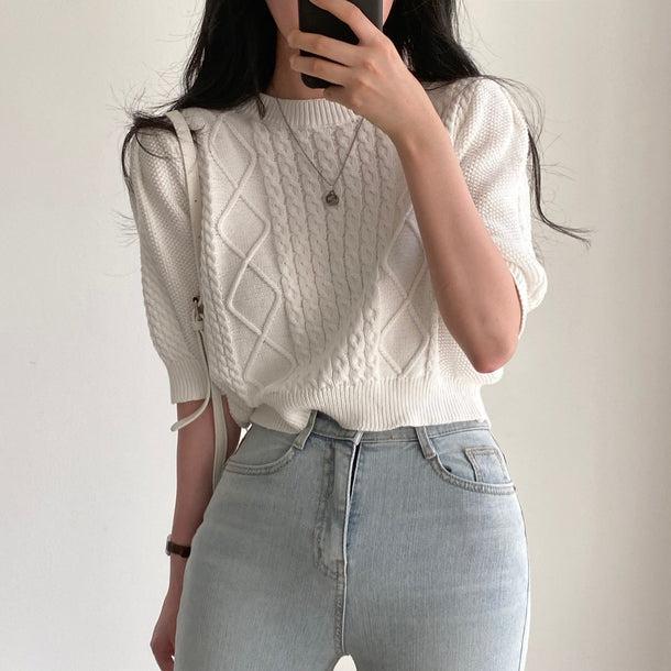 パフスリケーブルサマーニット 5227-white_お取り寄せ52273-画像11-韓国ファッション通販POPREA［ポップリア］