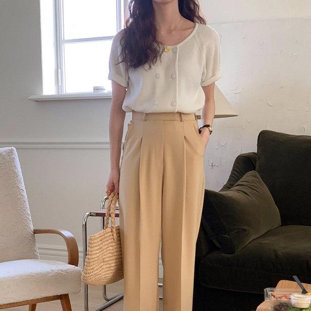 ノーカラーダブルボタンニット 5228-ivory_お取り寄せ52282-画像6-韓国ファッション通販POPREA［ポップリア］