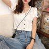 Vネックショート丈サマーニット 5260-S/ivory_お取り寄せ52601-画像1-韓国ファッション通販POPREA［ポップリア］