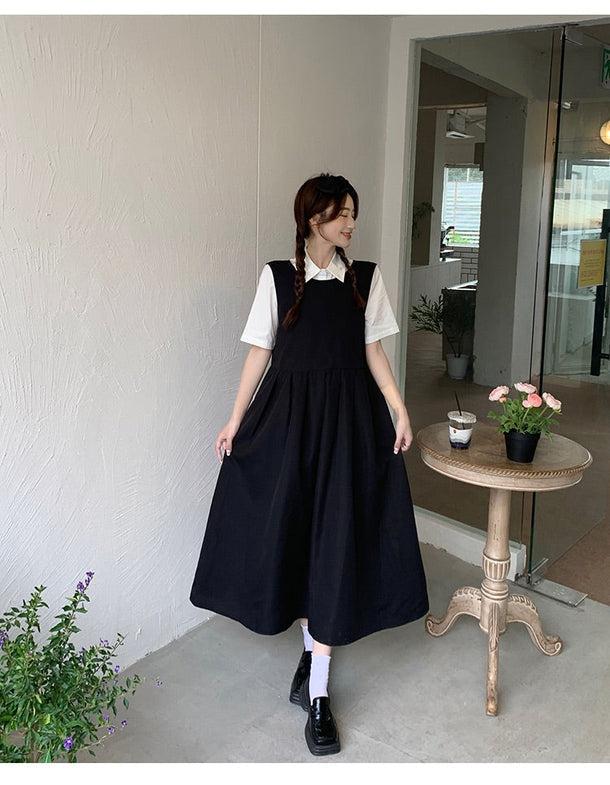 バックリボンブラックサスペワンピ 5296-お取り寄せ5296-画像10-韓国ファッション通販POPREA［ポップリア］