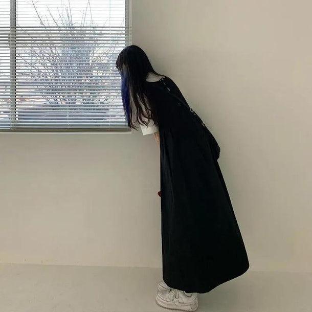 バックリボンブラックサスペワンピ 5296-お取り寄せ5296-画像3-韓国ファッション通販POPREA［ポップリア］