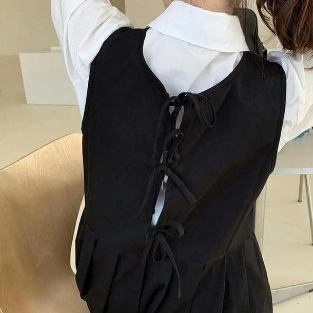 バックリボンブラックサスペワンピ 5296-お取り寄せ5296-画像5-韓国ファッション通販POPREA［ポップリア］