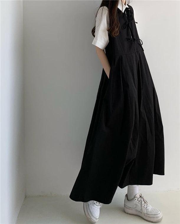 バックリボンブラックサスペワンピ 5296-お取り寄せ5296-画像7-韓国ファッション通販POPREA［ポップリア］