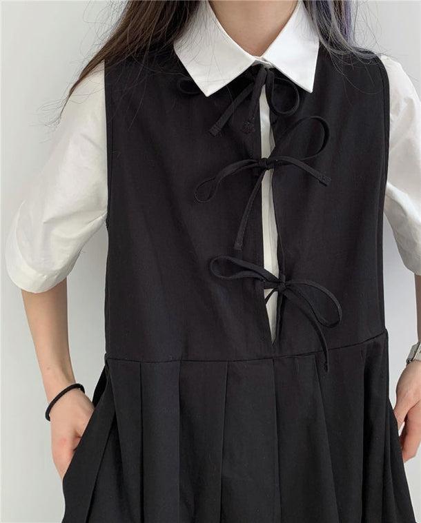バックリボンブラックサスペワンピ 5296-お取り寄せ5296-画像8-韓国ファッション通販POPREA［ポップリア］