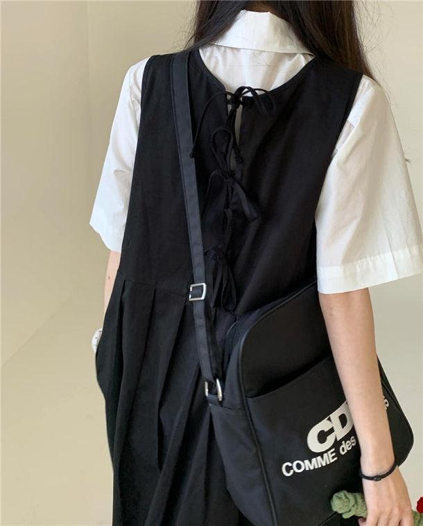 バックリボンブラックサスペワンピ 5296-お取り寄せ5296-画像9-韓国ファッション通販POPREA［ポップリア］