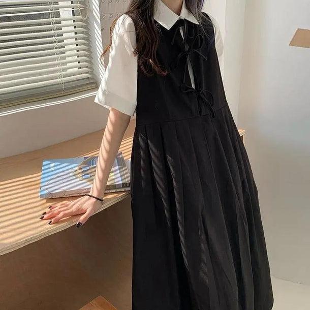 バックリボンブラックサスペワンピ 5296-お取り寄せ5296-画像1-韓国ファッション通販POPREA［ポップリア］