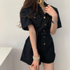 ショートレングパンツオールインワン 5312-S/black_お取り寄せ53121-画像1-韓国ファッション通販POPREA［ポップリア］