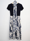 Tシャツドッキングフラワープリーツワンピース 5320-navy-blue_お取り寄せ5320-画像10-韓国ファッション通販POPREA［ポップリア］
