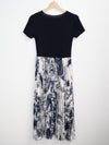 Tシャツドッキングフラワープリーツワンピース 5320-navy-blue_お取り寄せ5320-画像11-韓国ファッション通販POPREA［ポップリア］