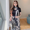 Tシャツドッキングフラワープリーツワンピース 5320-navy-blue_お取り寄せ5320-画像3-韓国ファッション通販POPREA［ポップリア］