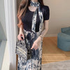Tシャツドッキングフラワープリーツワンピース 5320-navy-blue_お取り寄せ5320-画像7-韓国ファッション通販POPREA［ポップリア］