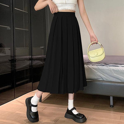 ハイウエストフロントプリーツロングスカート 5338-S/black_お取り寄せ53384-画像7-韓国ファッション通販POPREA［ポップリア］