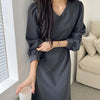Vネックベーシックロングワンピース 5376-black_お取り寄せ53762-画像9-韓国ファッション通販POPREA［ポップリア］