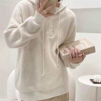 フード付きニットプルオーバー 5422-ivory_お取り寄せ54222-画像5-韓国ファッション通販POPREA［ポップリア］