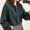 ゴールドアクセ付きタイブラウス 5423-S/dark-green_お取り寄せ54234-画像6-韓国ファッション通販POPREA［ポップリア］