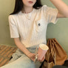 ツイストデザイン半袖ニット 5456-white_お取り寄せ54561-画像1-韓国ファッション通販POPREA［ポップリア］
