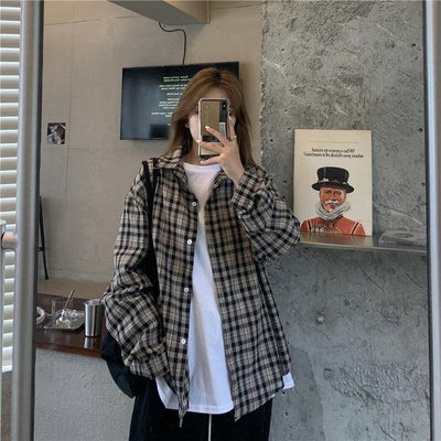 ネルオーバーチェックシャツ 5459-gray_お取り寄せ54592-画像5-韓国ファッション通販POPREA［ポップリア］