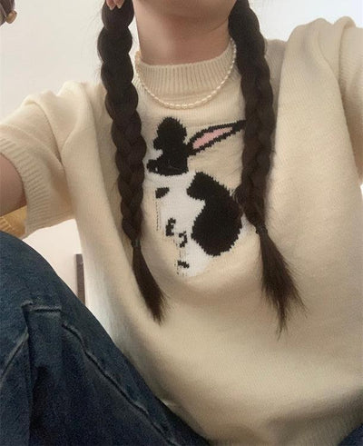 刺繍ラビットニット 5496-ivory_お取り寄せ5496-画像4-韓国ファッション通販POPREA［ポップリア］