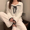 ふわふわフロントリボンルームウェア 5635-M/ivory_お取り寄せ56351-画像1-韓国ファッション通販POPREA［ポップリア］