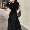 ペイズリーデザインブラックワンピース 5640-black_お取り寄せ5640-画像2-韓国ファッション通販POPREA［ポップリア］