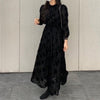 ペイズリーデザインブラックワンピース 5640-black_お取り寄せ5640-画像3-韓国ファッション通販POPREA［ポップリア］