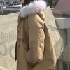 ファーフードミドル丈コットンジャケット﻿ 5684-khaki_お取り寄せ5684-画像9-韓国ファッション通販POPREA［ポップリア］