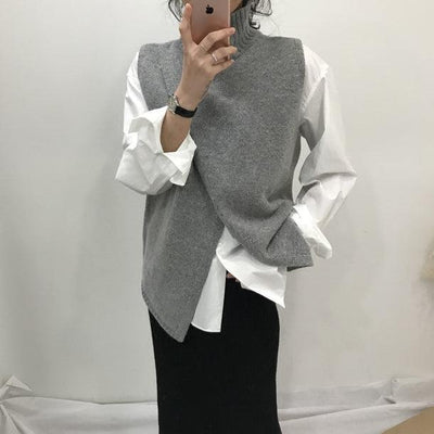 タートルネックスリットプルオーバー﻿ 5694-gray_お取り寄せ5694-画像6-韓国ファッション通販POPREA［ポップリア］