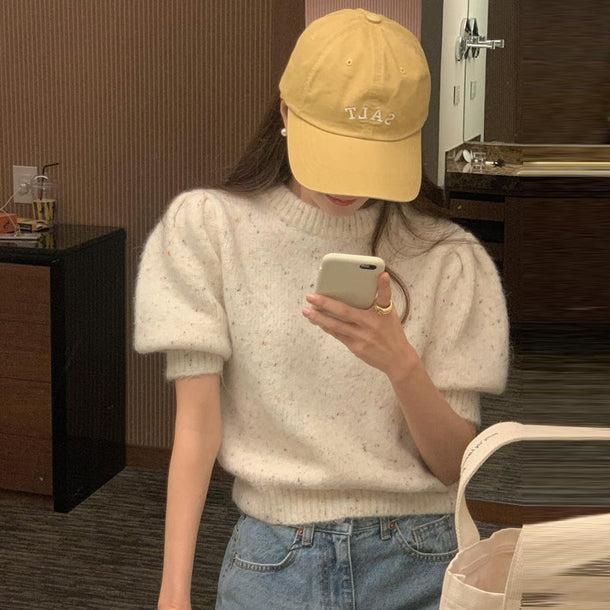 マーブルカラーデザインニット 5734-ivory_お取り寄せ5734-画像1-韓国ファッション通販POPREA［ポップリア］