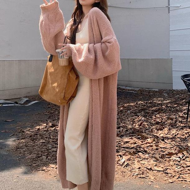 モモカラールーズロングカーディガン﻿﻿ 5770-pink_お取り寄せ5770-画像1-韓国ファッション通販POPREA［ポップリア］